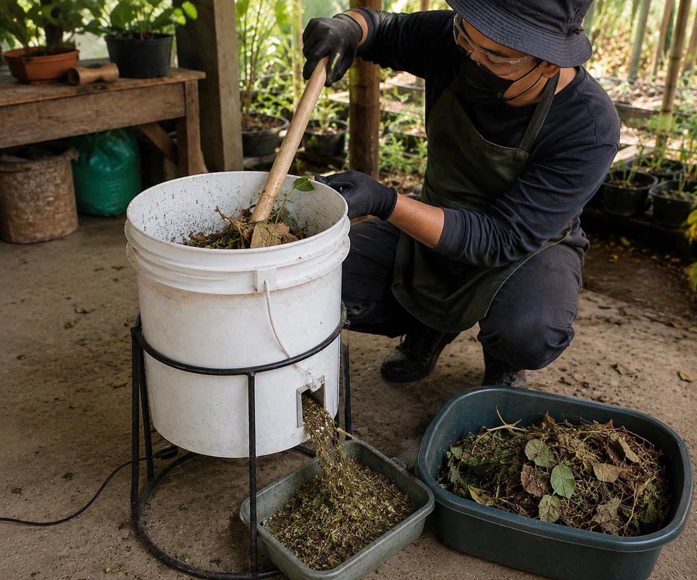 Penggunaan pencacah bahan organik di Kompitu
